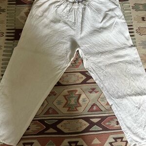 Flax brand 100% linen size L elastic waist pants with pockets